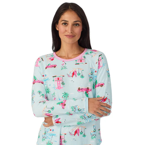 Brushed Sweater Knit Long Sleeve Top with Jogger 2-Pc Pajama Set