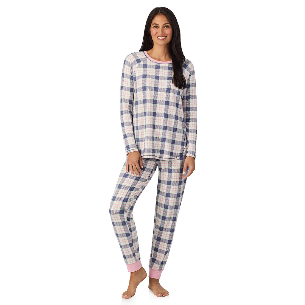 Brushed Sweater Knit Long Sleeve Top with Jogger 2-Pc Pajama Set