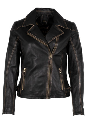 Peggie RF Leather Jacket | Black Beige