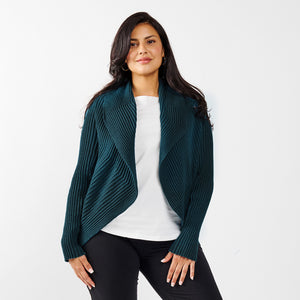 Organic Cotton - Ribbed Circle Sweater | Teal