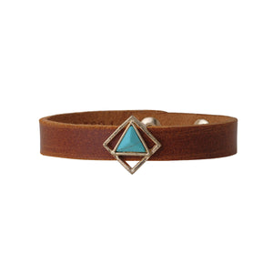 Triangle Marble Stone Leather Bracelet