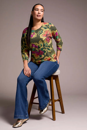 3/4 Sleeve Crew Neck Sweater