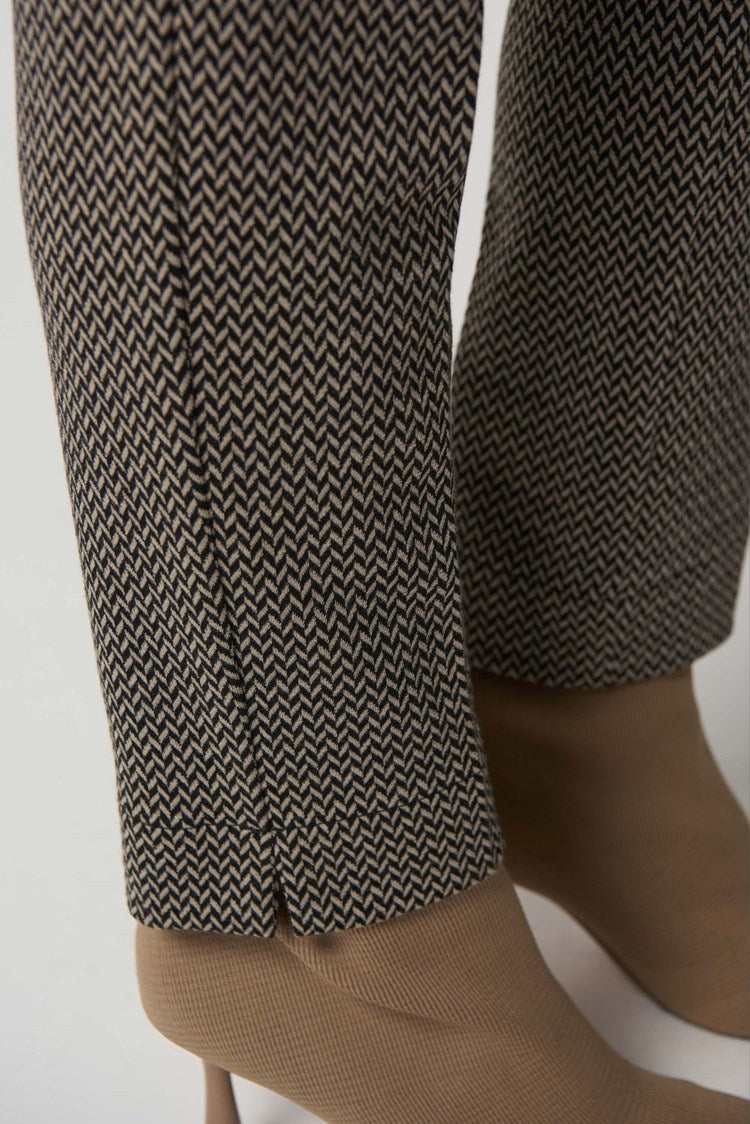 Geometric Print Slim-Fit Pants | Black\Beige 