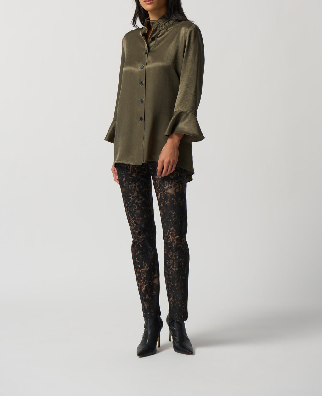 Shirred Gauze Blouse | Olive Green