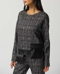 Plaid Long Sleeve Top | Black