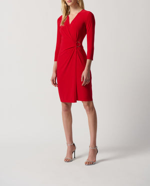 Silky Knit Wrap Dress with O-Ring | Red Lipstick