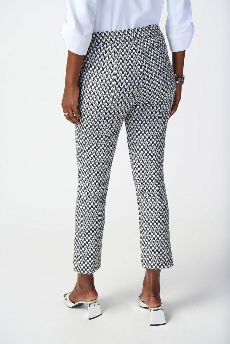 Geometric Print Jacquard Pull-On Pants | Black/White