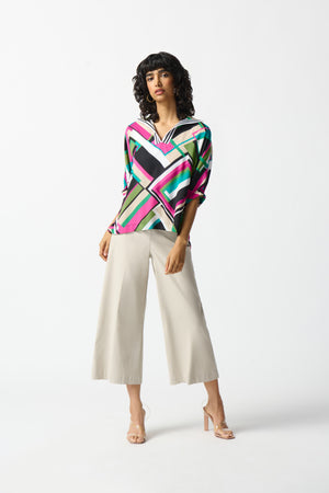 Georgette Geometric Print Boxy Top