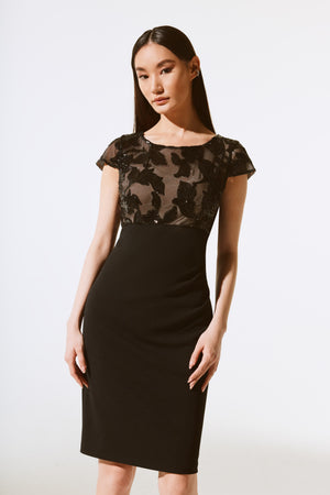 Scuba Crepe And Novelty Sheath Dress