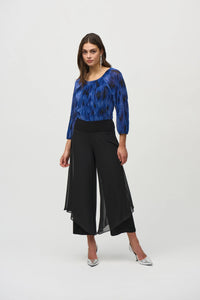 Chiffon and Silky Knit Wide Leg Pants