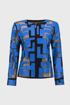 Mesh & Leatherette Fitted Jacket
