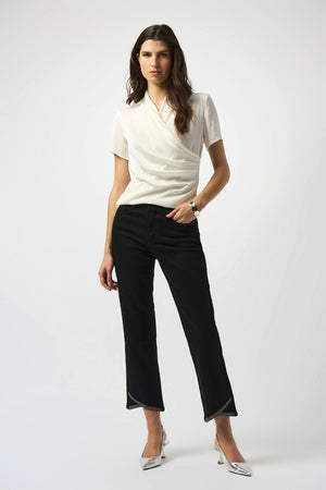 Recycled Satin And Silky Knit Wrap Top