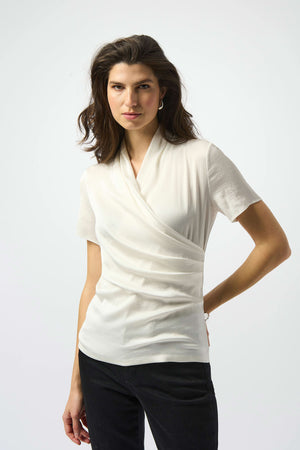Recycled Satin And Silky Knit Wrap Top