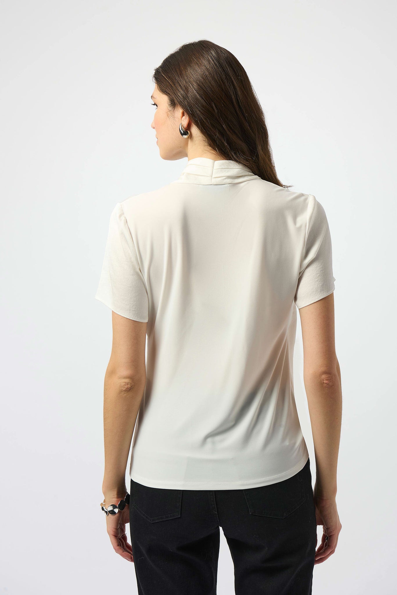Recycled Satin And Silky Knit Wrap Top