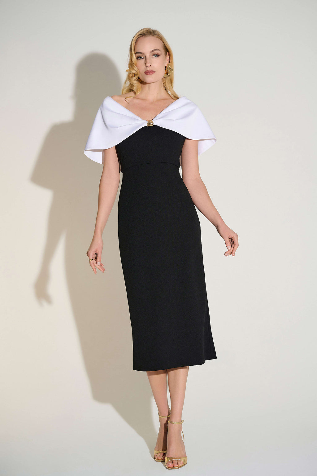 Crepe/Satin Off the Shoulder Dress