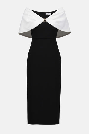 Crepe/Satin Off the Shoulder Dress