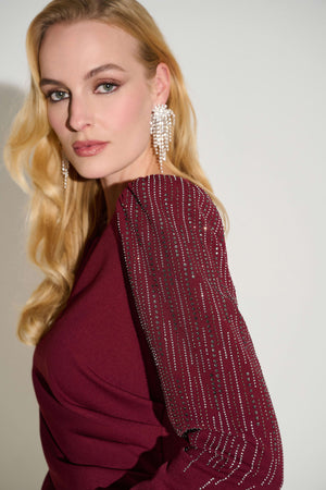 Scuba Crepe Sheath Dress With Embellished Sleeves