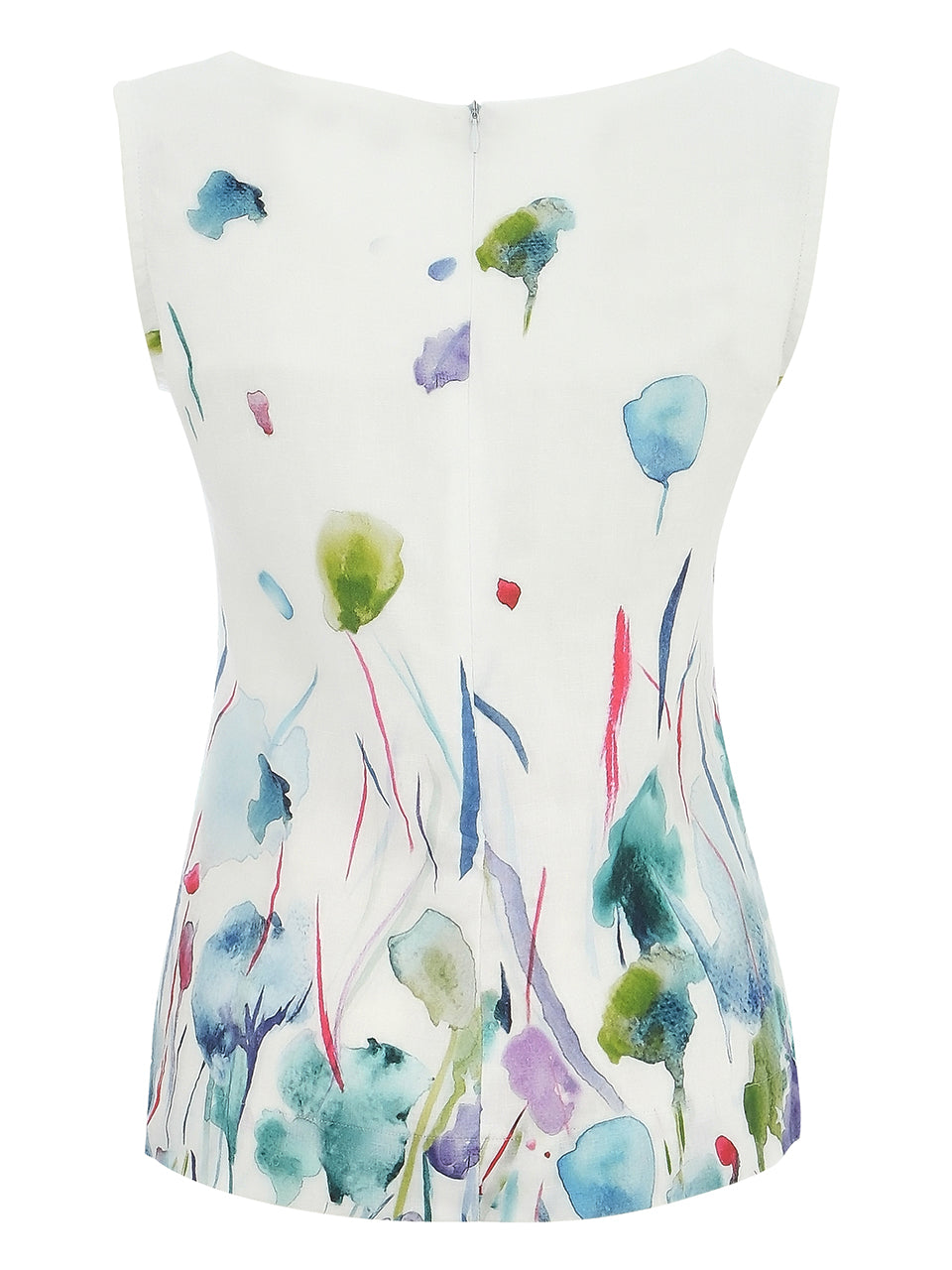 Sleeveless Split Neck Linen Art Top