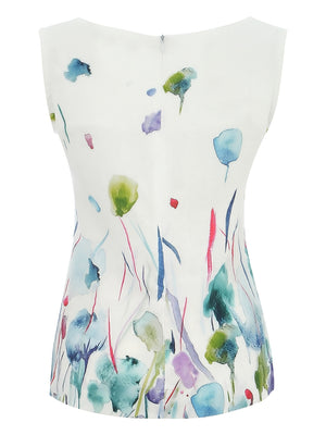 Sleeveless Split Neck Linen Art Top