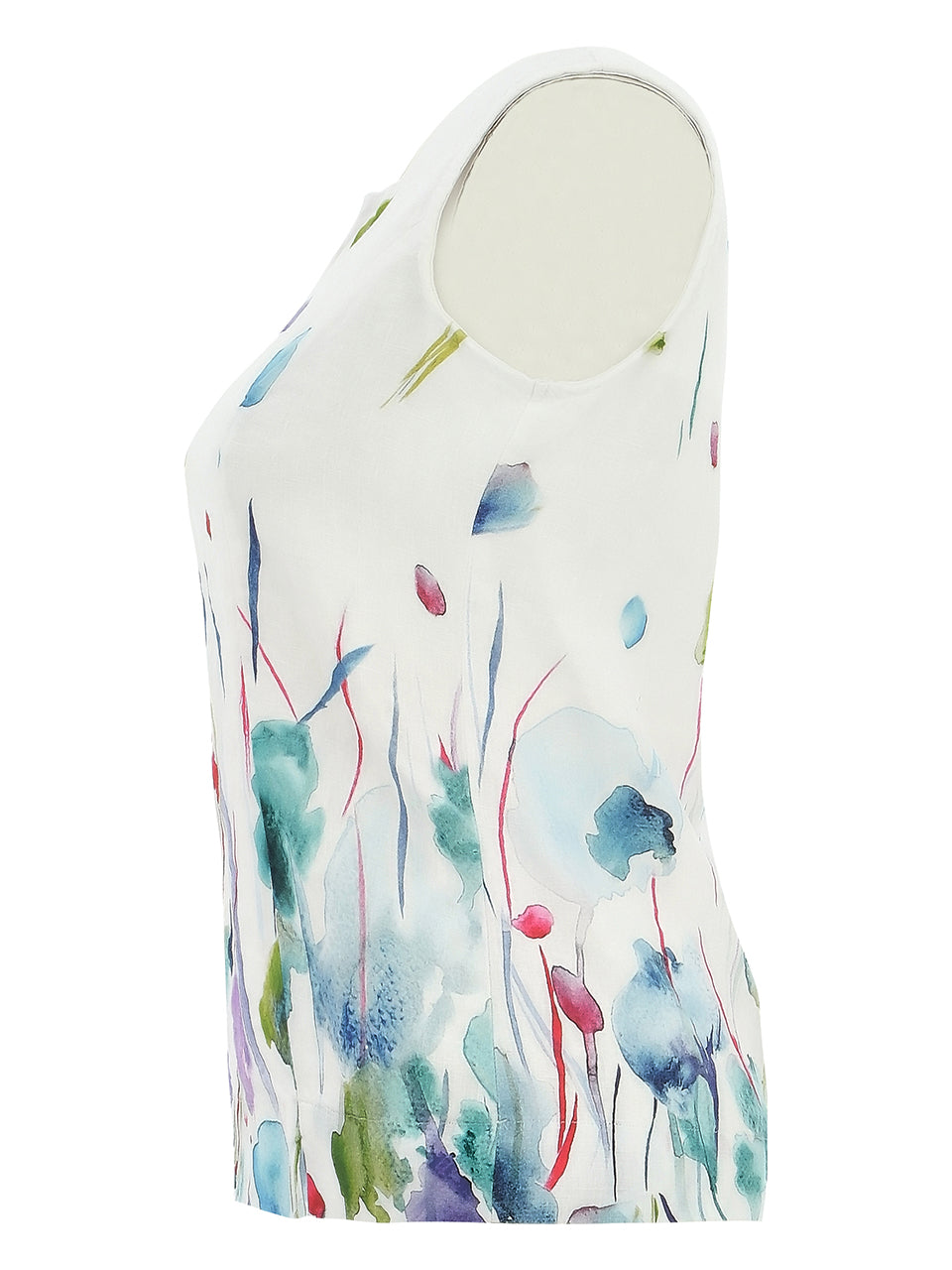 Sleeveless Split Neck Linen Art Top