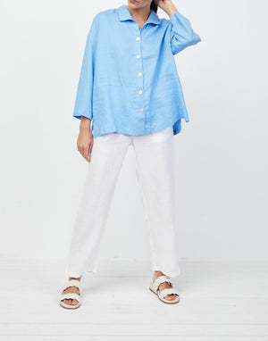 Linen Button Front Shirt | Ocean