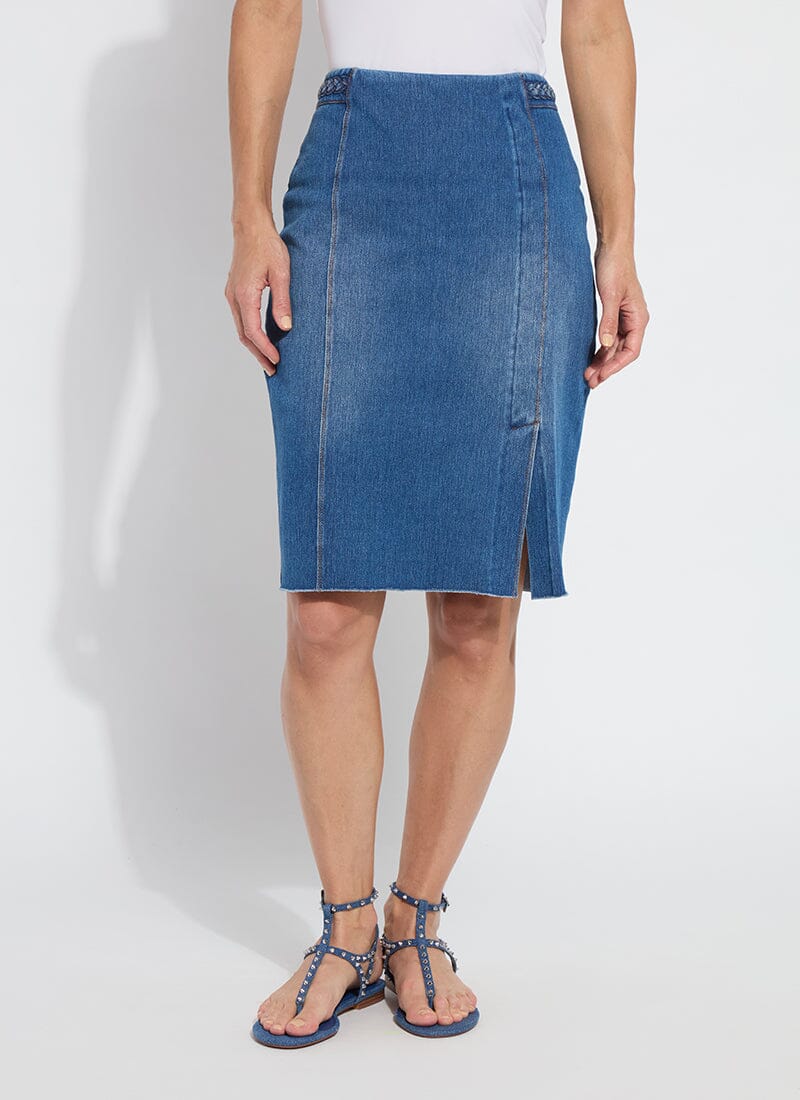 Tess Braided Denim Pencil Skirt