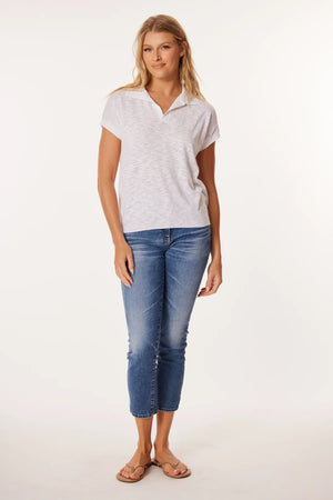 Short Sleeve Polo Sweater Top