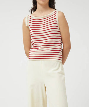 Stripe Knit Tank | Red & Tan