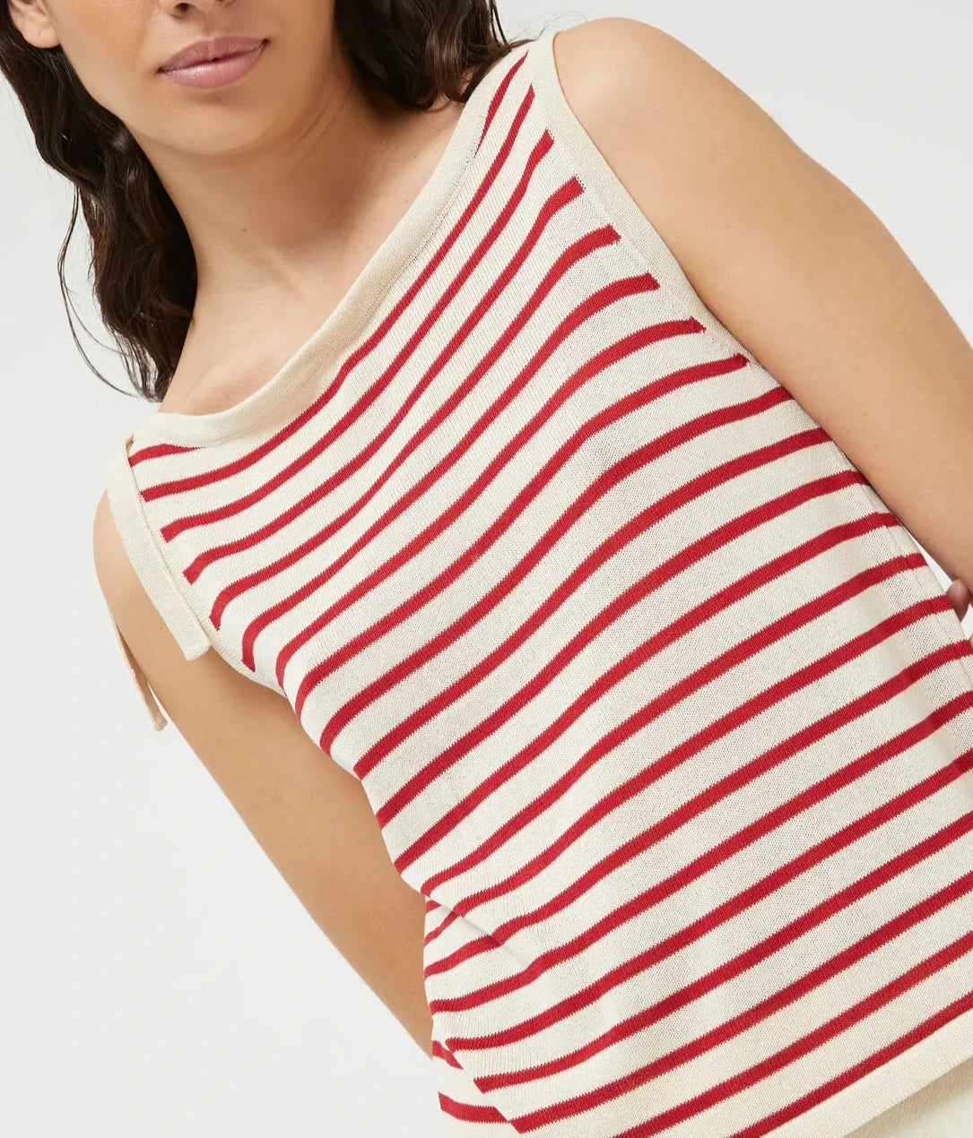 Stripe Knit Tank | Red & Tan