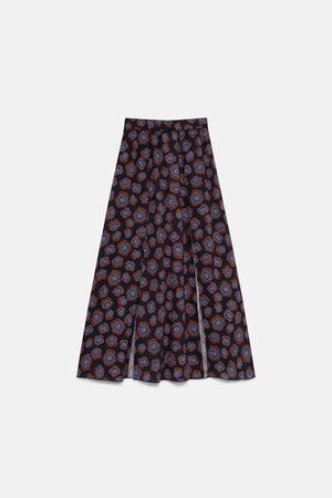 Long Floral Jacaranda Skirt