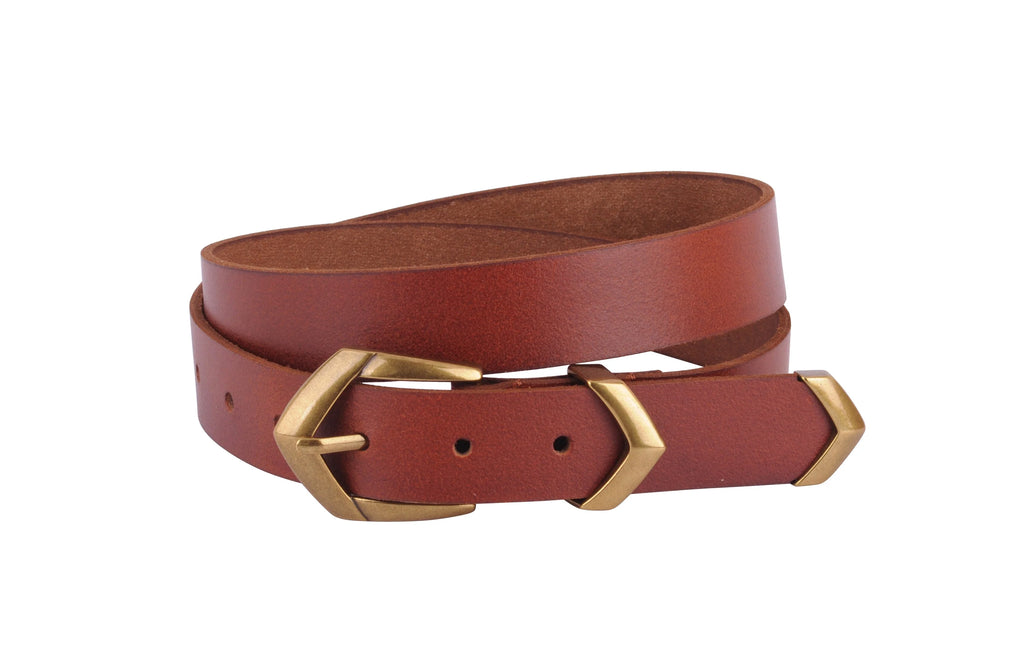 Boho Triangular Buckle Leather Belt Set | Tan