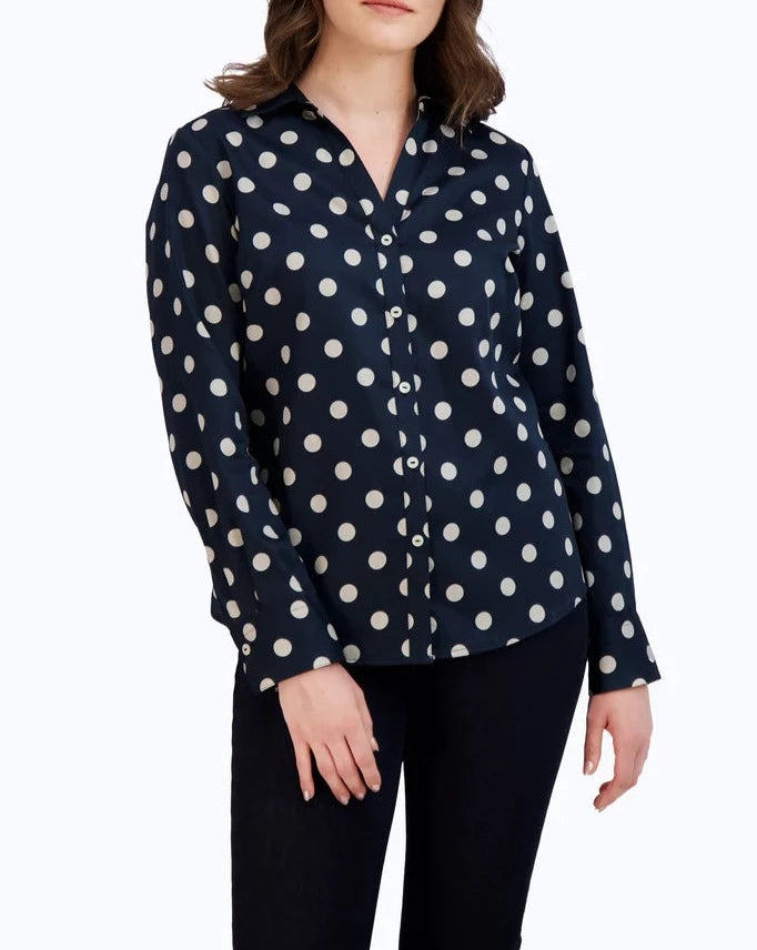 Mary Non-Iron Coin Dot Shirt | Black