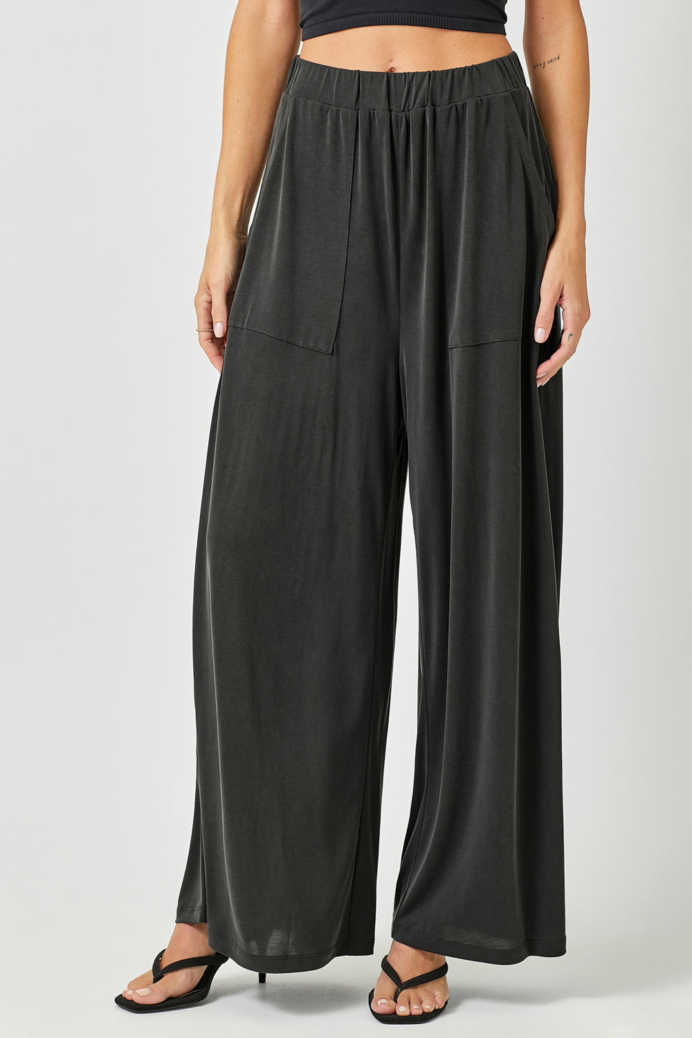 Modal Wide Leg Pants | Black