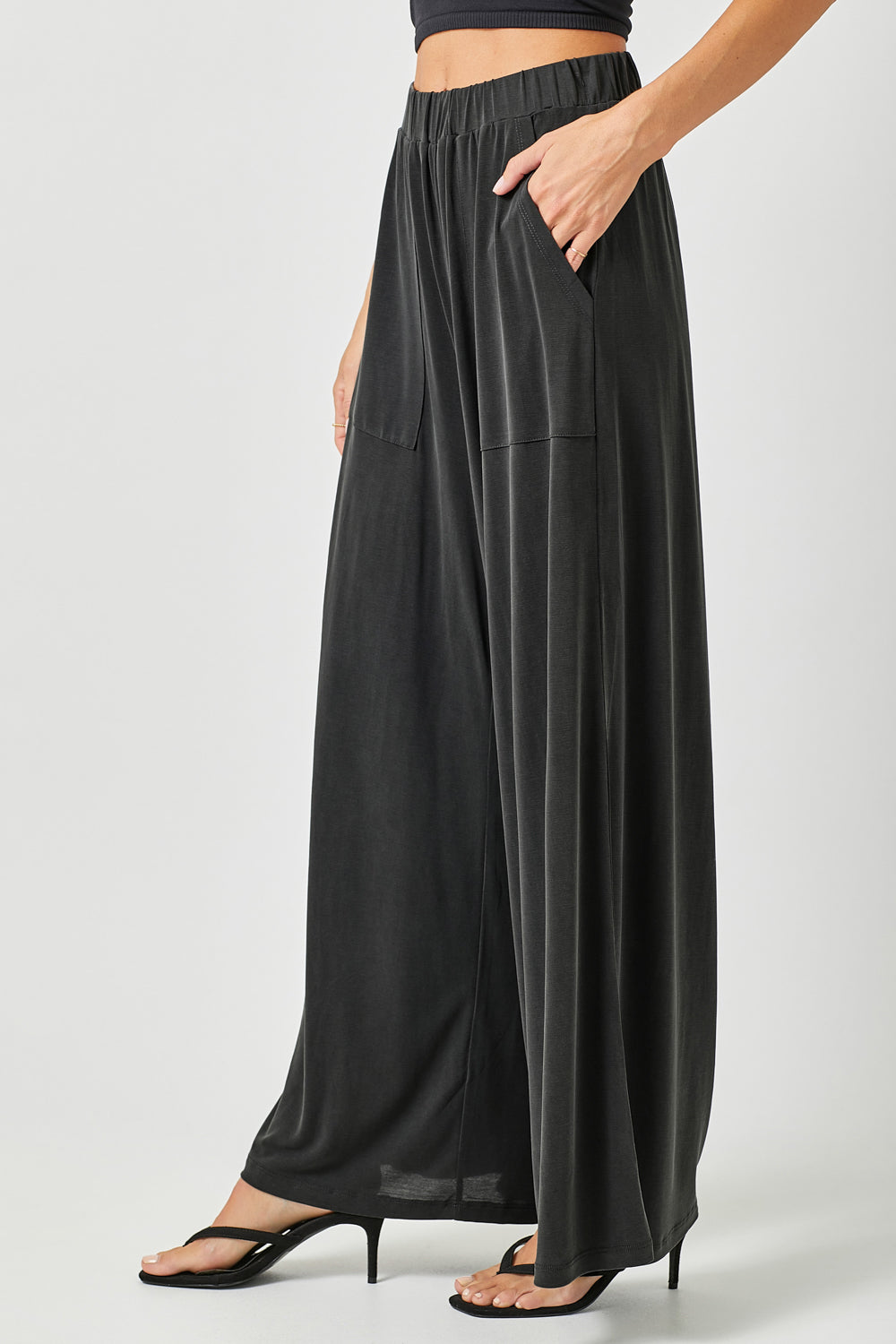 Modal Wide Leg Pants | Black