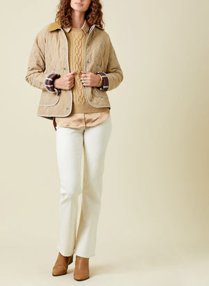 Contrast Quilted Jacket | Latte