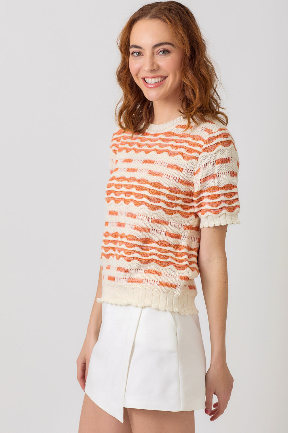 Scallop Pullover Sweater Top