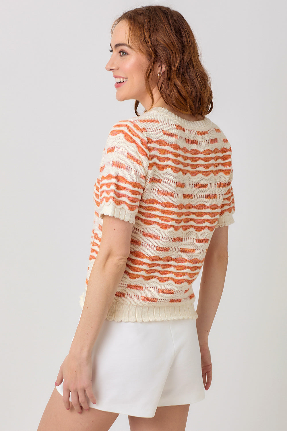Scallop Pullover Sweater Top