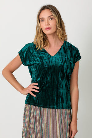 Velvet Cupro V-Neck Top