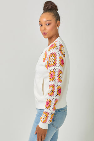 Crochet Detail Bomber Jacket