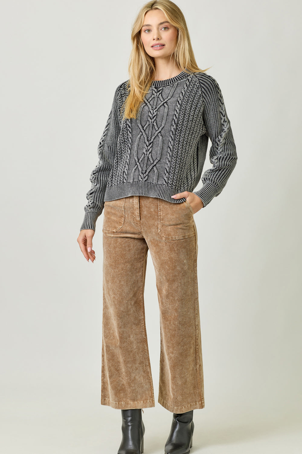 Washed Cable Sweater