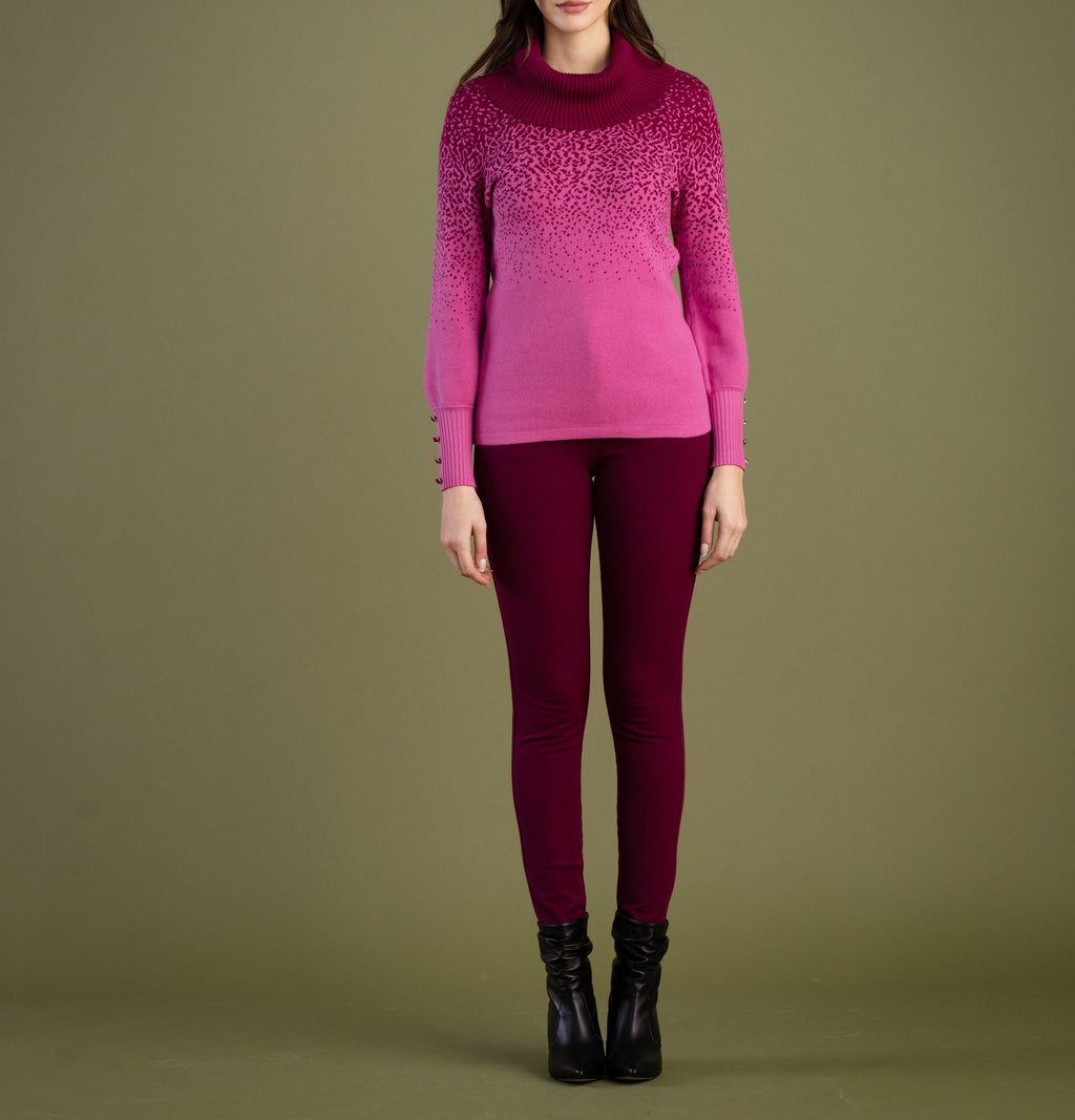 Cowl Pullover Sweater | Berry Ombre