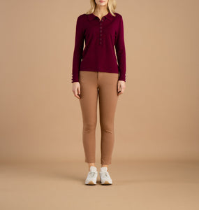 Long Sleeve Knit Polo | Berry