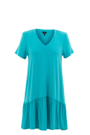 Short Sleeve V-Neck Dress | Aqua