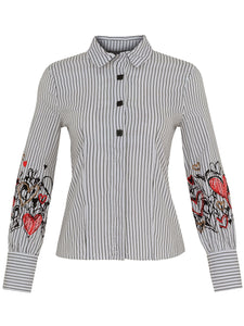 Long Sleeve Heart Detail Blouse