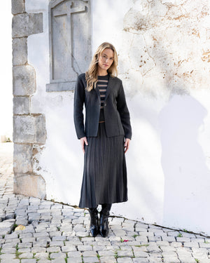 One Button Knit Blazer
