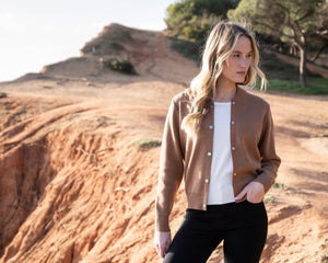 Snap Front Knit Bomber Jacket
