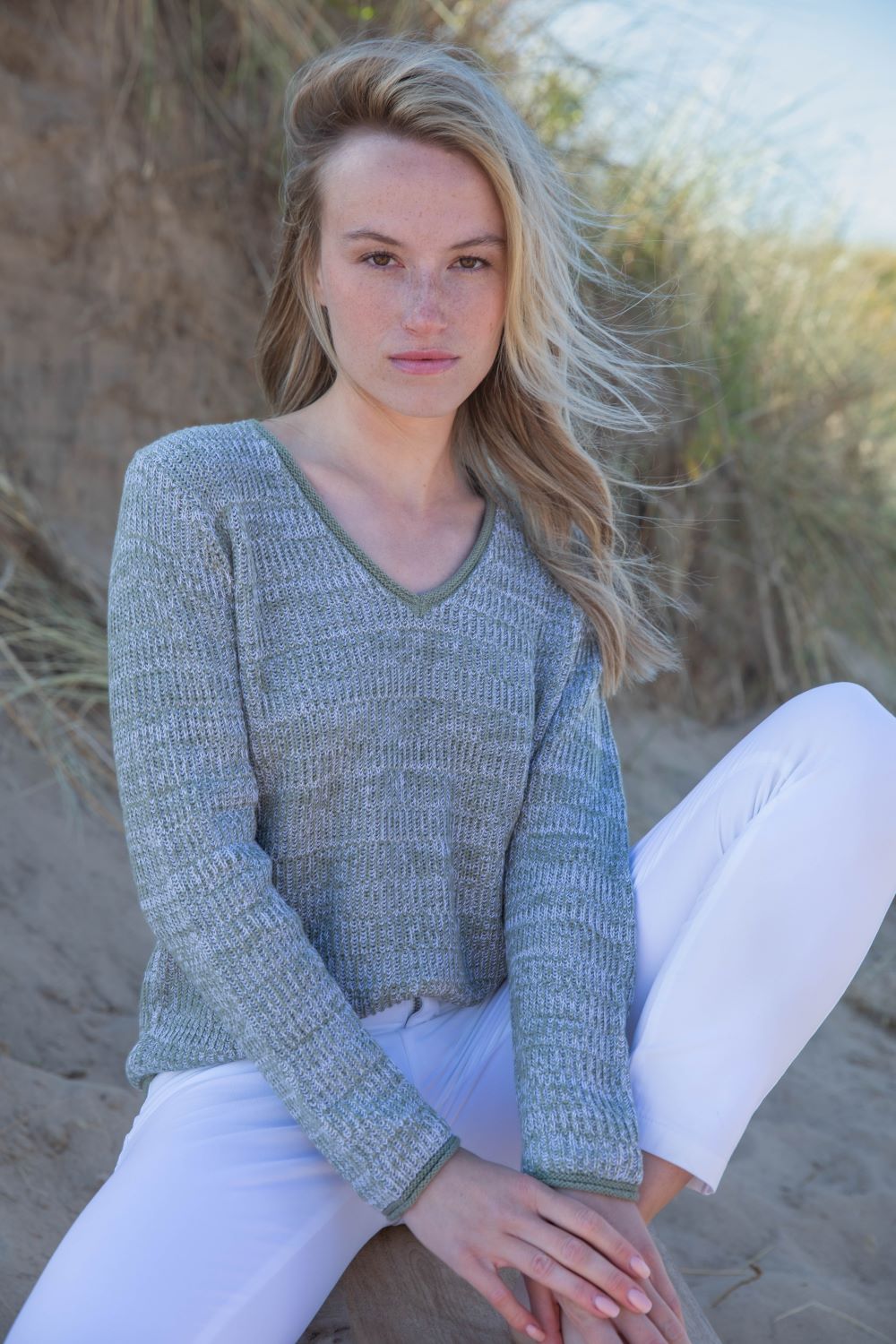 Marble V-Neck Heather Sweater