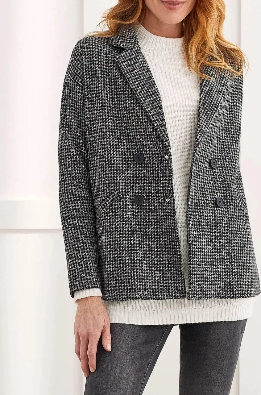 Houndstooth knitted blazer