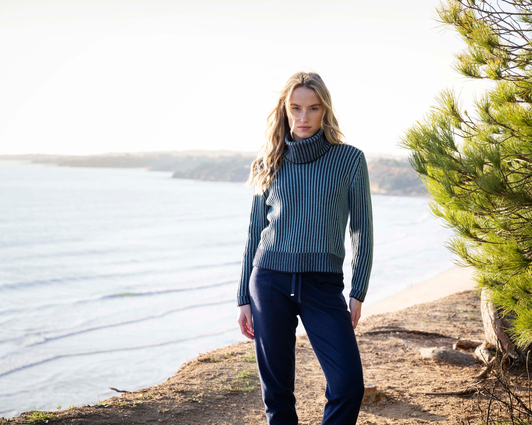 Removable Cowl Rib Sweater