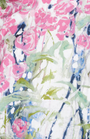 Cap Sleeve Front Print Top | Garden Print Detail